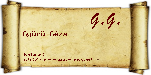Gyürü Géza névjegykártya